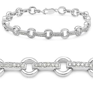0.76 Carat Genuine White Diamond Sterling Silver Bracelet