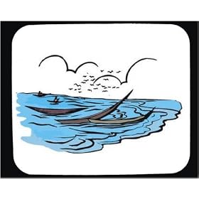 Mouse Pad with canoes, industry, birds, boats, fishing, "sea gulls", occupation, Asia, sailing, Burma