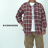 (コンバース)CONVERSE チェック シャツ ロールアップ 半袖Tシャツ付き 2点セット 長袖　（グリーン）