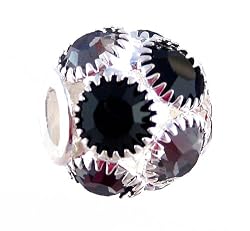 Pandora Style Charm Bead (Z344) Large Crystal Stones (14mm x 11mm) (fits Troll too) ~ Jet Black and Black Diamond (Gray)