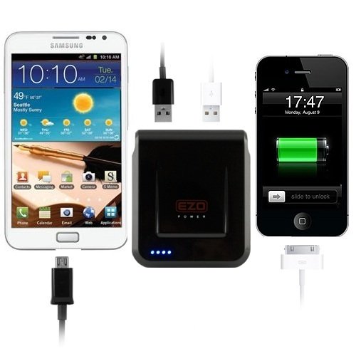 EZOPower eTriplex 12000mAh High-capacity External Backup Battery with Built in Micro USB Charging Port and carrying Case - 2A / Black for iPhone, iPod, iPad, Android Phone, Smartphone, Blackberry, Tablets, E-readers and More.