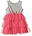 Youngland Girls' Knit to Glitter Mesh Dress with Rushed Flower Top