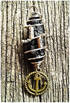 2.6" TEKTITE PENDANT Necklace Natural Black Meteorite Silver Plated Fashion Jewelry Charm