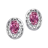 1.00 cttw Genuine Oval Pink Tourmaline Earrings - 14kt White or Yellow Gold