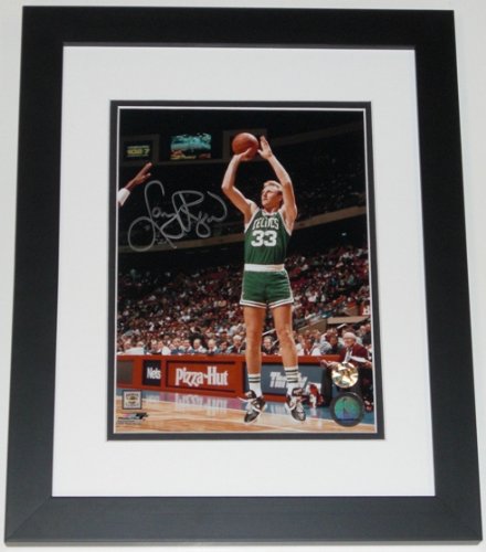 Larry Bird Autographed Boston Celtics 8x10 action Photo - Custom Framed