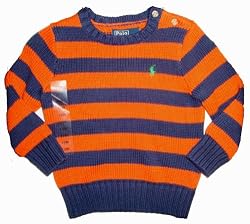 Polo by Ralph Lauren Sweater Size 12 Months Orange/Navy w/ Green Pony