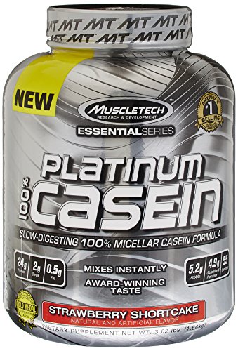 MuscleTech Platinum 100% Casein, Slow-Digesting 100% Milcellar Casein Formula, Strawberry Shortcake, 3.62 lbs (1.64kg)