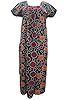 Navy Blue Kaftan Circular Batik Print Cotton Caftan Maxi Dress L/M