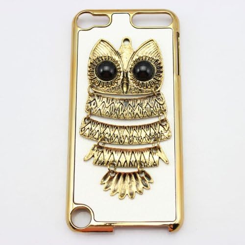 bling 3D white leather case owl gold diamond back cover for apple ipod touch 5 gen 5g 5th