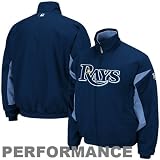 Majestic Tampa Bay Rays Navy Blue-Light Blue Therma Base Triple Peak Premier Performance Full Zip Jacket (XXXX-Large)