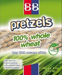Beigel Beigel 100 % Wheat Pretzels, 100% Whole Wheat Long Thick Sesame Sticks, 5-Ounce (Pack of 24)