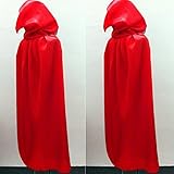 Juanshi Unisex Hooded Cloak Role Play Costume Halloween Party Cape Color Red Size S
