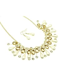 Cream brass link necklace and earring set Fashion Jewelry Costume Jewelry fashion accessory Beautiful Charms