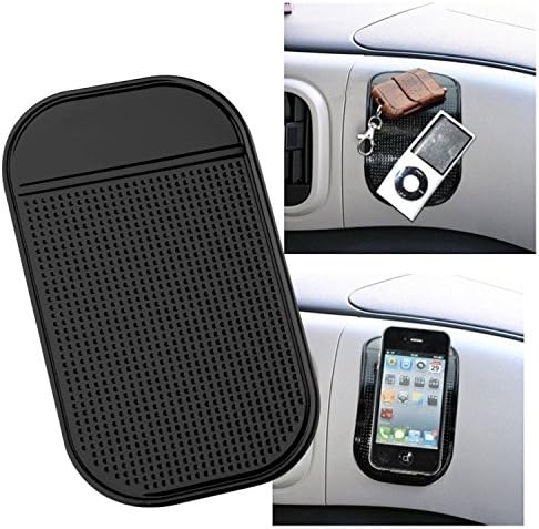 Magic Mat Universal Magic Sticky Anti-slip Securely Holds Cell Phones, Gps's, Garage Door Openers, Sunglasses, Pens, Coins. Cleans with Soap Luster and Tacky-ness (Black`)