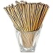 Coffee and Cocktail Stirrers, Reusable Plastic Drink Stirrer Sticks, 100 Ball Head Swizzle Sticks, Use as a Cocktail Garnish or Cake Pop Stick, and Restaurant Supplies, 6 inch (Gold)