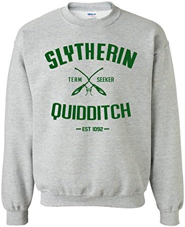 Harry Potter Slytherin Quidditch Sweatshirt (medium, Gray(Green Text))
