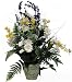 Artificial Spring Boquet w/ Lavender & Daisies Flower Assortment in Pot Silk Flower Arrangement