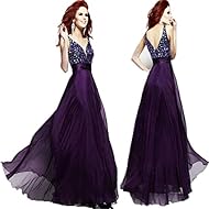 Sexy V-neck Acetate/Nylon/Spandex Lace Sequined Open-Back Cocktail Empire   Waistline Evening Dress/Prom Dress/Party Dress 