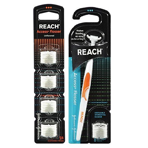 Reach Access Flosser with Bonus Set of 28 Disposable Heads, Unflavored