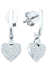 10K White Gold 0.25CT Round Cut Diamond Heart Earring