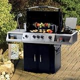 VCS400ESP Four Burner Freestanding Barbecue Gas Grill with Black Enamel Lid and Stainless Accents L