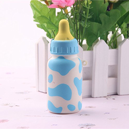 Carlie Cute Soft Milk Bottle Squishy Toys Cell Phone Charms Bag Strap Pendant (Blue)