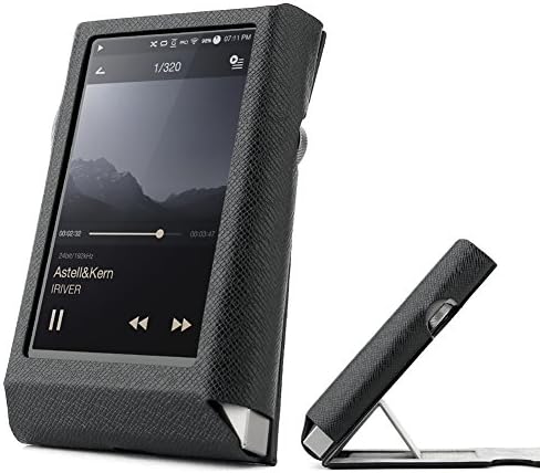 Astell &amp; Kern AK320 Hand Crafted MITER Stand Leather Case Cover [Patented Stand Case] (Black)