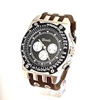Mens DECORATIVE Sub Dial Cuff Leather Like Analog Watch