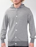 MAKIA Button Up Hoody - Grey Stripe