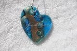 51 70xm1BKL. SL160  Blue Heart and Gold Filled Venetian Murano Glass Necklace with 18 inches .925 Sterling Silver Snake Chain