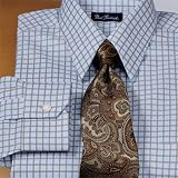 Trim Fit Windowpane European Style Dress Shirt