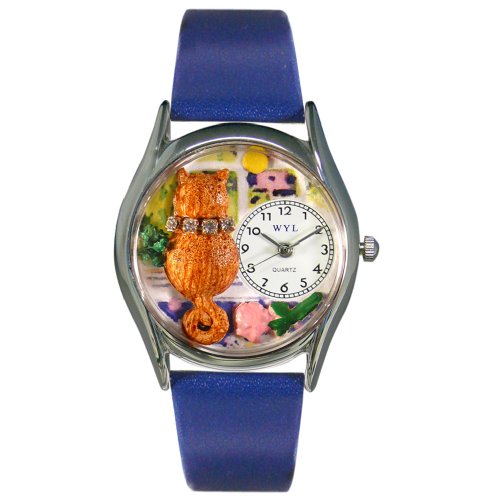 Whimsical Watches Women's S0120007 Aristo Cat Royal Blue Leather Watch