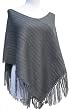 Handmade Poncho in Fine Charcoal (Hand-crocheted Border) Handmade Poncho in Fine Charcoal (Hand-crocheted Border)