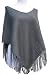 Handmade Poncho in Fine Charcoal (Hand-crocheted Border)