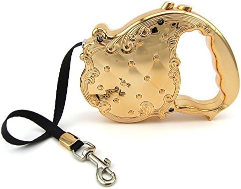 Retractable Leash,Dog Leash for Puppy Dog Cat 10 FT Size No Tangle Training Fashion Shining Pet Rope (Gold)
