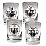 Edmonton Oilers NHL 4pc Rocks Glass Set - Primary Logo