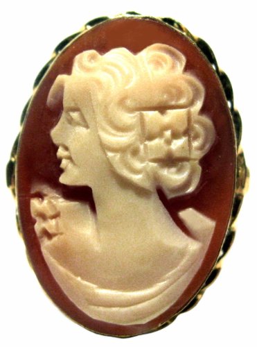 Cameo Ring Master Carved Sterling Silver 18k Gold Overlay Italian Size 6.25
