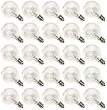 G40 Bulbs Clear Glass Candelabra Screw Base by Deneve® - Pack of 25 Bulbs - Warm Incandescent Replacement Glass Bulbs Ideal for Deneve® String Lights with 25 G40 Clear Globe Bulbs - Your Purchase Supports Charity - 1 Year 100% Satisfaction Guarantee!