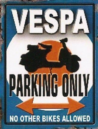 FRENCH VINTAGE METAL SIGN 40x30cm PARKING ONLY VESPA PIAGGIO SCOOTER