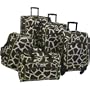 American Flyer Animal Print 5 Piece Spinner Luggage - Giraffe Green