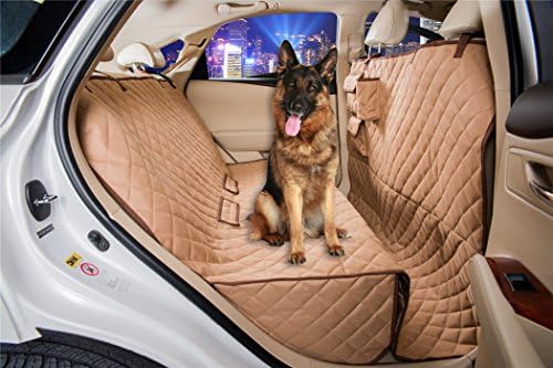 VIEWPETS Deluxe Tan All Coverage 94" L * 56" W Waterproof Quilted Heavy Polyester Dog Car Seat Cover Anti Slip Rear Seat Cover - Machine Washable
