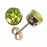 1.65 cttw Genuine Round Peridot Earrings - 14kt White or Yellow Gold