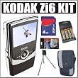 Kodak Zi6 Pocket HD Camcorder (Black) + 4GB Accessory Kit