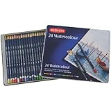Derwent Watercolor Pencils, 3.4mm Core, Metal Tin, 24 Count (32883)