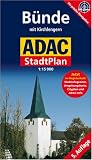 ADAC Stadtplan Bünde mit Kirchlengern 1 : 15 000. Stadtinfogramm, Umgebungskarte, Cityplan und ADAC-Info