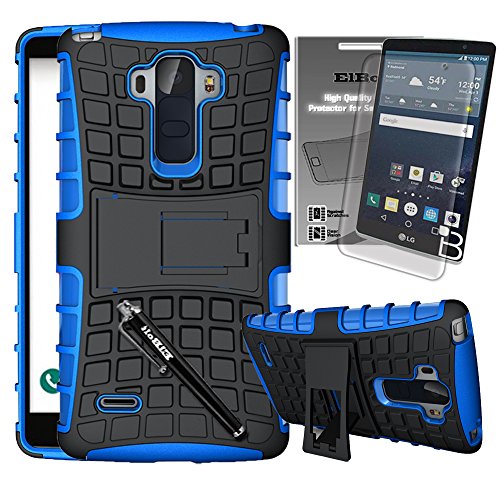 LG G Stylo (LG G4 Stylus LS770) Grenade Combat Case® with Kick Viewing Stand - Blue by ElBolt® with Free HD Screen Protector and Ultra-Sensitive Pocket Clip Stylus Pen