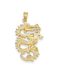 14k Solid 3-Dimensional Dragon Pendant