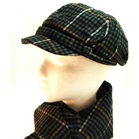 Grey Plaid Newsboy Cab Driver Hat with Matching soft scarf set for Women