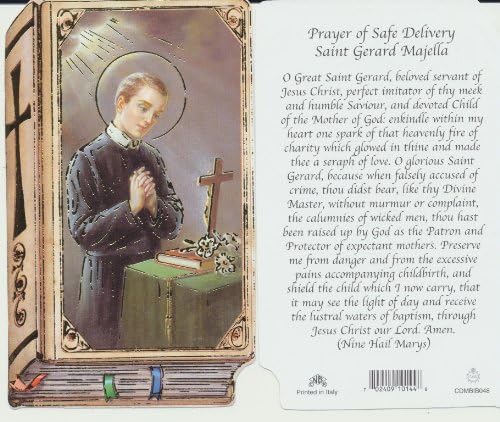 Saint Gerard Holy Prayer Card Bible-Shaped Chromo NB Safe Delivery for Pregnant Women
