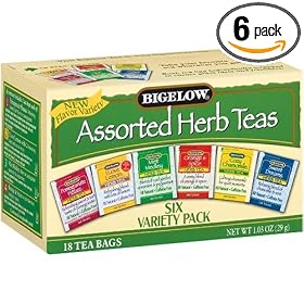 Bigelow 6 Assorted Herbal Teas, 18-Count Boxes (Pack of 6)